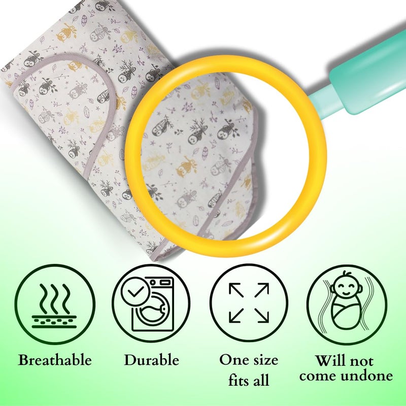 Miracle Blanket بطانية السواحل المعجزة - ساعد مولودك الجديد على النوم لفترة أطول - كيس نوم ناعم وآمن للرضع - بطانية سواحل سهلة الاستخدام لطفل هادئ (بوم في الغابة) - Image 3